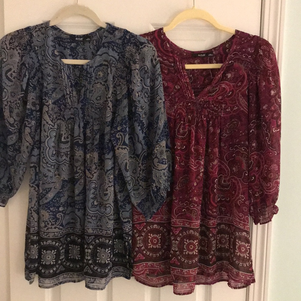 Bluish Paisley Peasant Top - Women's Blue Tunic